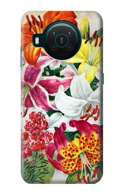 W3205 Retro Art Flowers Hard Case and Leather Flip Case For Nokia X10