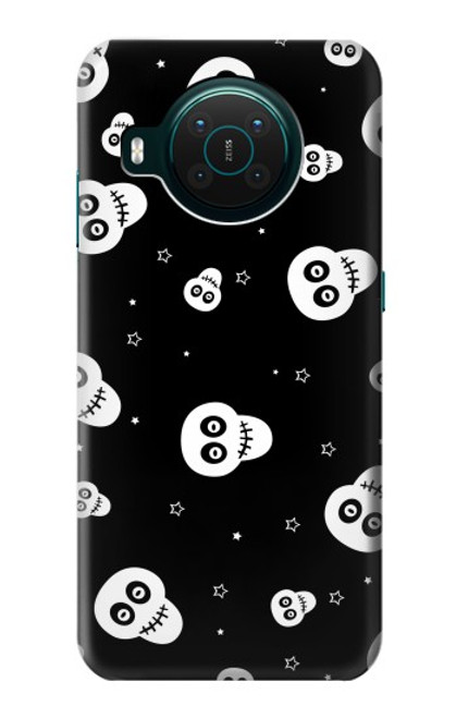 W3261 Smile Skull Halloween Pattern Hard Case and Leather Flip Case For Nokia X10