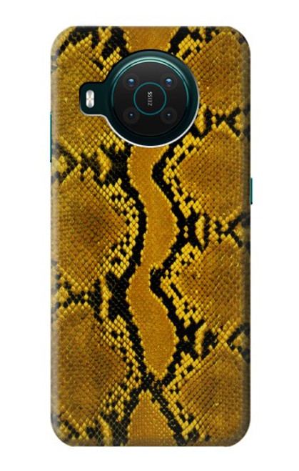 W3365 Yellow Python Skin Graphic Print Hard Case and Leather Flip Case For Nokia X10