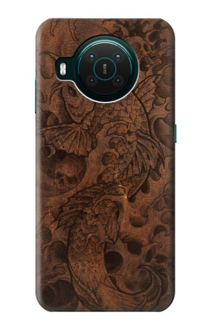 W3405 Fish Tattoo Leather Graphic Print Hard Case and Leather Flip Case For Nokia X10