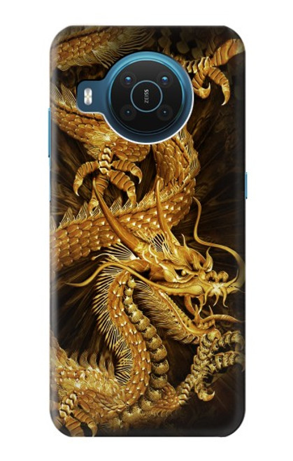 W2804 Chinese Gold Dragon Printed Hard Case and Leather Flip Case For Nokia X20