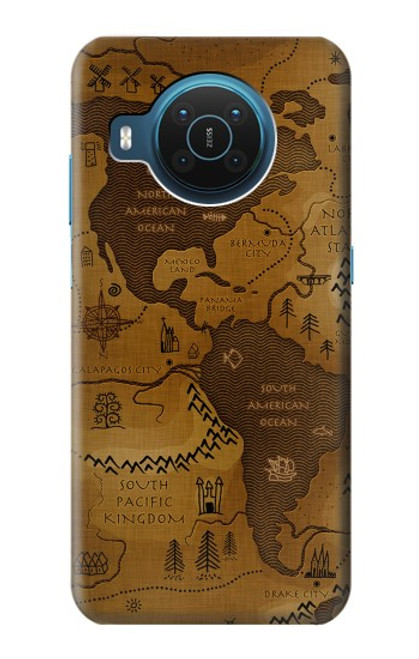 W2861 Antique World Map Hard Case and Leather Flip Case For Nokia X20