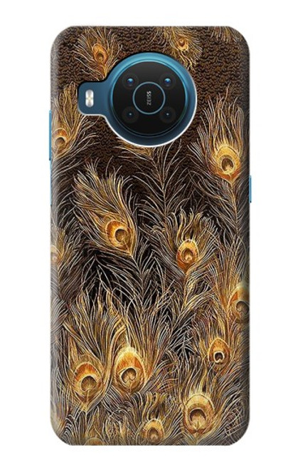 W3691 Gold Peacock Feather Hard Case and Leather Flip Case For Nokia X20