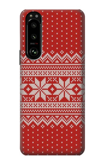 W3384 Winter Seamless Knitting Pattern Hard Case and Leather Flip Case For Sony Xperia 5 III