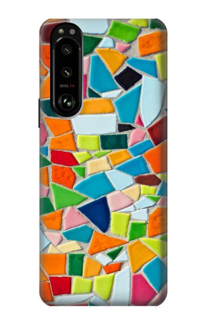 W3391 Abstract Art Mosaic Tiles Graphic Hard Case and Leather Flip Case For Sony Xperia 5 III