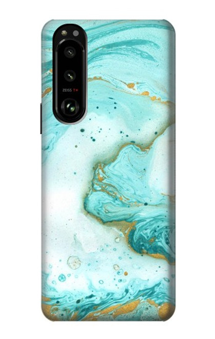 W3399 Green Marble Graphic Print Hard Case and Leather Flip Case For Sony Xperia 5 III