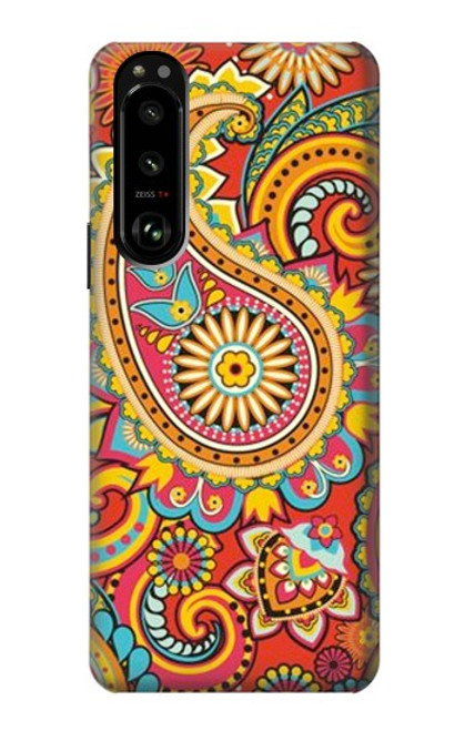 W3402 Floral Paisley Pattern Seamless Hard Case and Leather Flip Case For Sony Xperia 5 III