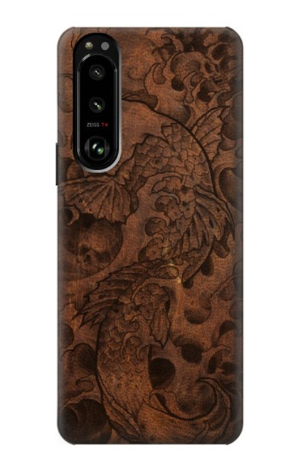 W3405 Fish Tattoo Leather Graphic Print Hard Case and Leather Flip Case For Sony Xperia 5 III