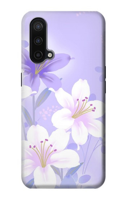 W2361 Purple White Flowers Hard Case and Leather Flip Case For OnePlus Nord CE 5G