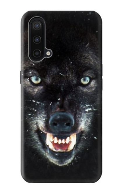 W2823 Black Wolf Blue Eyes Face Hard Case and Leather Flip Case For OnePlus Nord CE 5G