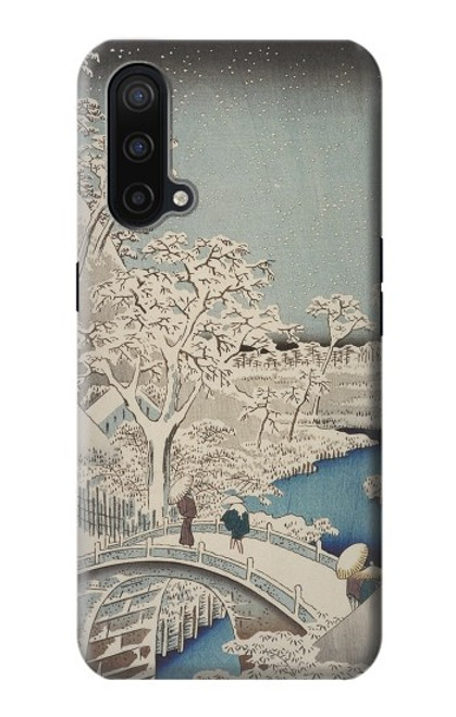 W3350 Utagawa Hiroshige Drum Bridge Yuhi Hill in Meguro Hard Case and Leather Flip Case For OnePlus Nord CE 5G