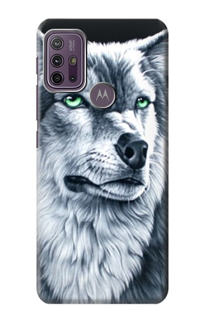 W0123 Grim White Wolf Hard Case and Leather Flip Case For Motorola Moto G10 Power