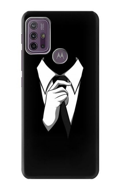 W1591 Anonymous Man in Black Suit Hard Case and Leather Flip Case For Motorola Moto G10 Power