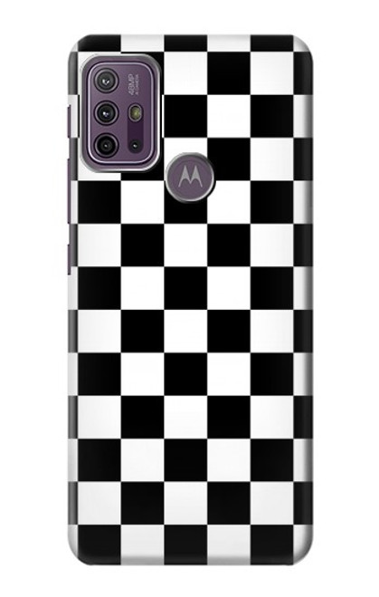 W1611 Black and White Check Chess Board Hard Case and Leather Flip Case For Motorola Moto G10 Power