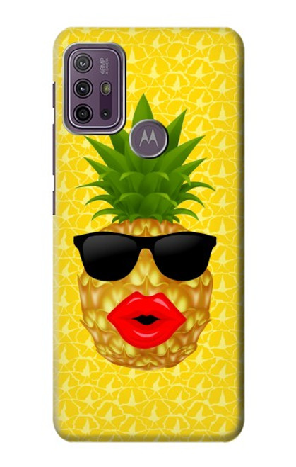 W2443 Funny Pineapple Sunglasses Kiss Hard Case and Leather Flip Case For Motorola Moto G10 Power