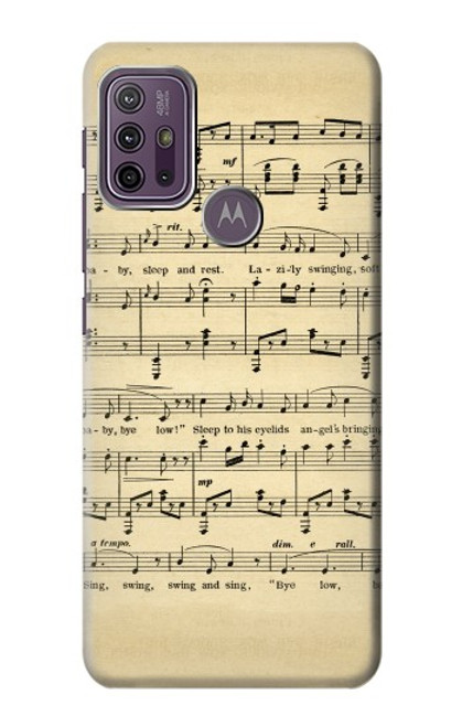 W2504 Vintage Music Sheet Hard Case and Leather Flip Case For Motorola Moto G10 Power