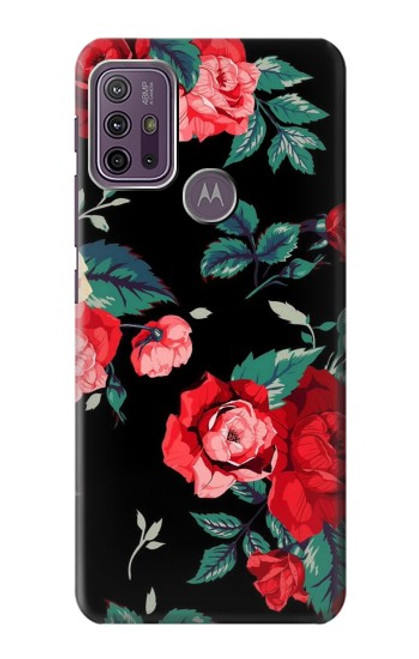 W3112 Rose Floral Pattern Black Hard Case and Leather Flip Case For Motorola Moto G10 Power