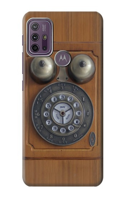 W3146 Antique Wall Retro Dial Phone Hard Case and Leather Flip Case For Motorola Moto G10 Power