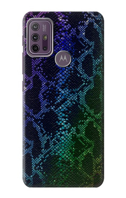 W3366 Rainbow Python Skin Graphic Print Hard Case and Leather Flip Case For Motorola Moto G10 Power