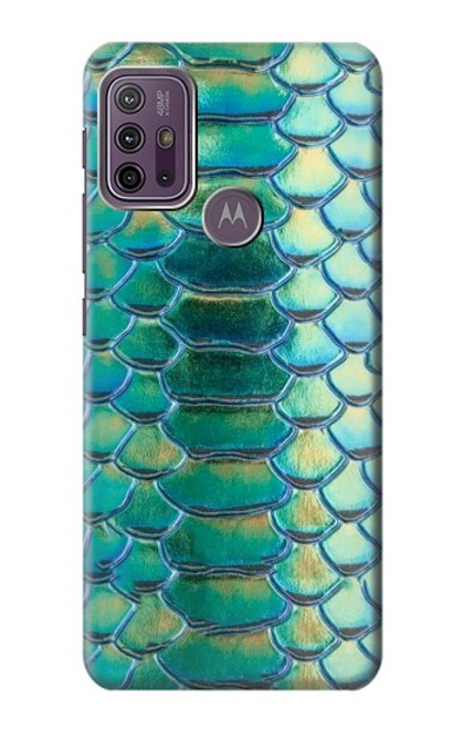 W3414 Green Snake Scale Graphic Print Hard Case and Leather Flip Case For Motorola Moto G10 Power