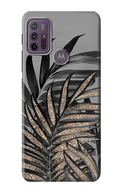 W3692 Gray Black Palm Leaves Hard Case and Leather Flip Case For Motorola Moto G10 Power