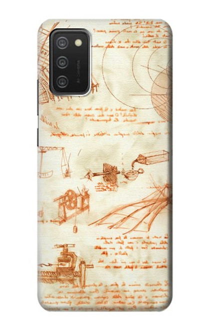 W0566 Technical Drawing Da Vinci Hard Case and Leather Flip Case For Samsung Galaxy A03S