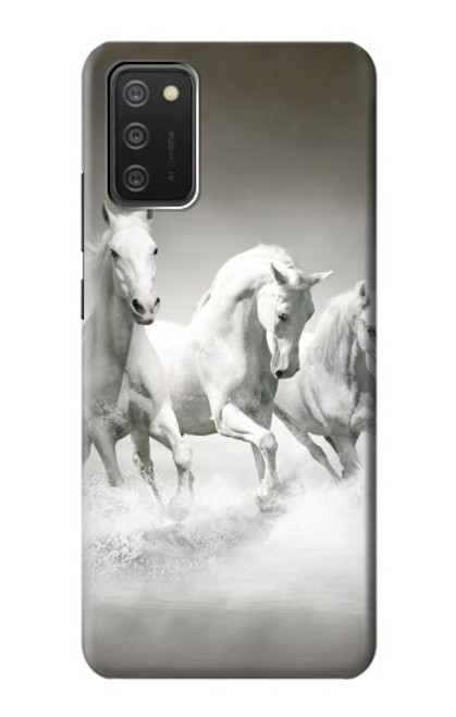 W0933 White Horses Hard Case and Leather Flip Case For Samsung Galaxy A03S