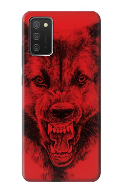 W1090 Red Wolf Hard Case and Leather Flip Case For Samsung Galaxy A03S