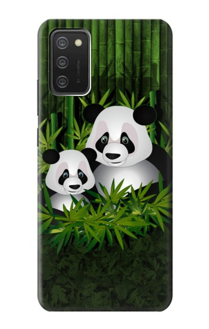 W2441 Panda Family Bamboo Forest Hard Case and Leather Flip Case For Samsung Galaxy A03S