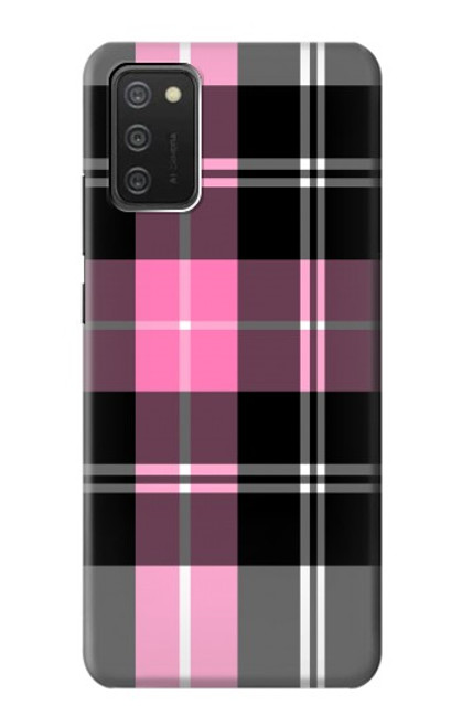 W3091 Pink Plaid Pattern Hard Case and Leather Flip Case For Samsung Galaxy A03S