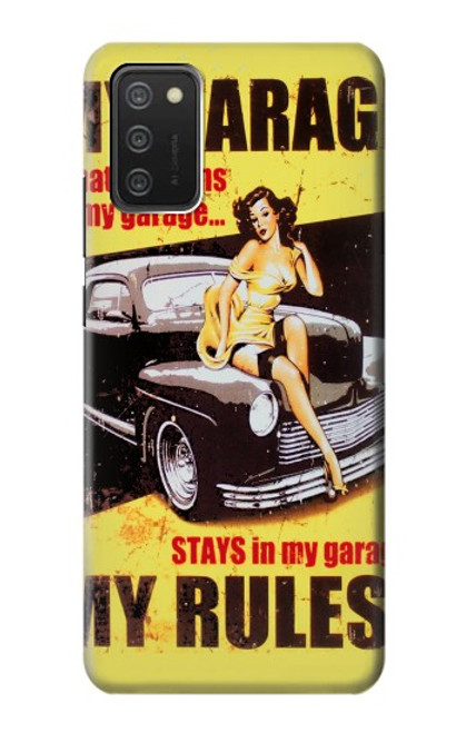 W3198 My Garage Pinup Girl Hard Case and Leather Flip Case For Samsung Galaxy A03S