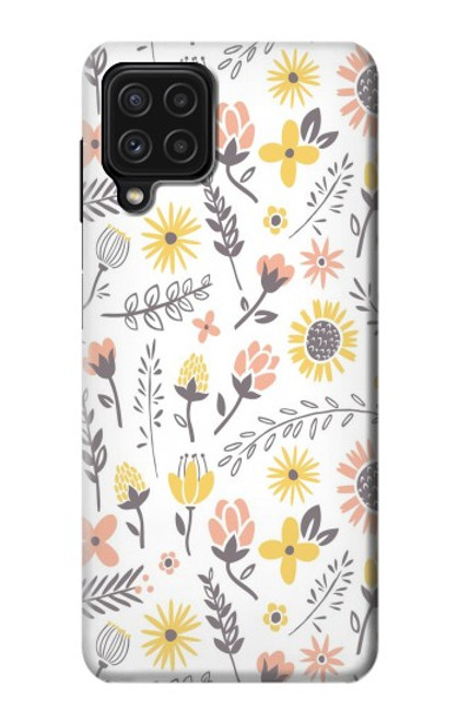 W2354 Pastel Flowers Pattern Hard Case and Leather Flip Case For Samsung Galaxy A22 4G