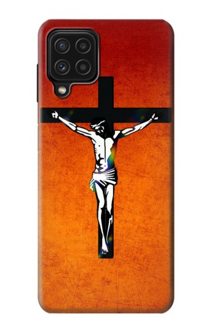 W2421 Jesus Christ On The Cross Hard Case and Leather Flip Case For Samsung Galaxy A22 4G