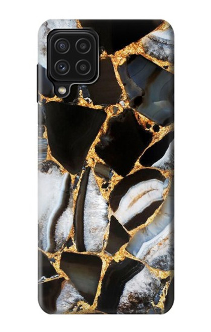 W3419 Gold Marble Graphic Print Hard Case and Leather Flip Case For Samsung Galaxy A22 4G