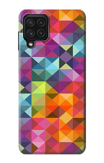 W3477 Abstract Diamond Pattern Hard Case and Leather Flip Case For Samsung Galaxy A22 4G
