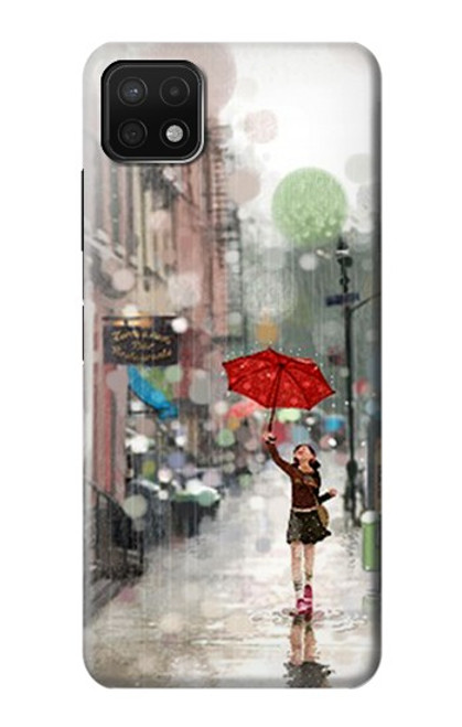 W0108 Girl in The Rain Hard Case and Leather Flip Case For Samsung Galaxy A22 5G