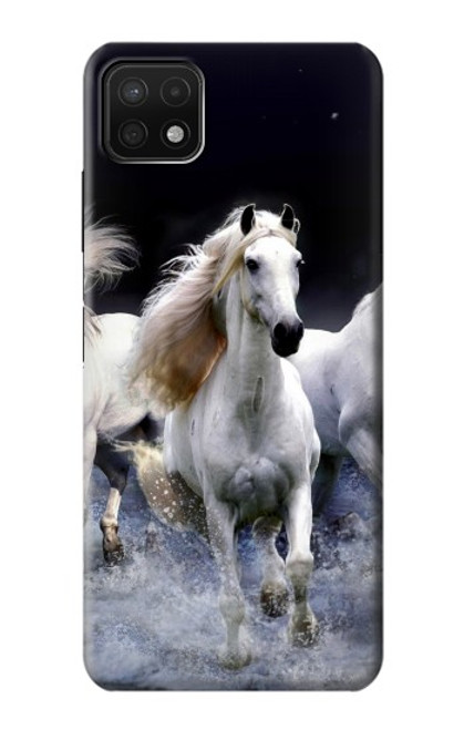 W0246 White Horse Hard Case and Leather Flip Case For Samsung Galaxy A22 5G