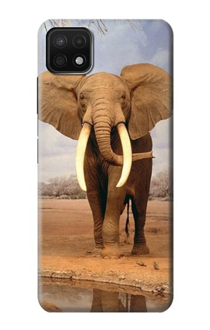 W0310 African Elephant Hard Case and Leather Flip Case For Samsung Galaxy A22 5G