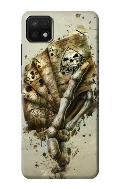 W0550 Skull Card Poker Hard Case and Leather Flip Case For Samsung Galaxy A22 5G