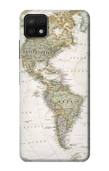 W0604 World Map Hard Case and Leather Flip Case For Samsung Galaxy A22 5G