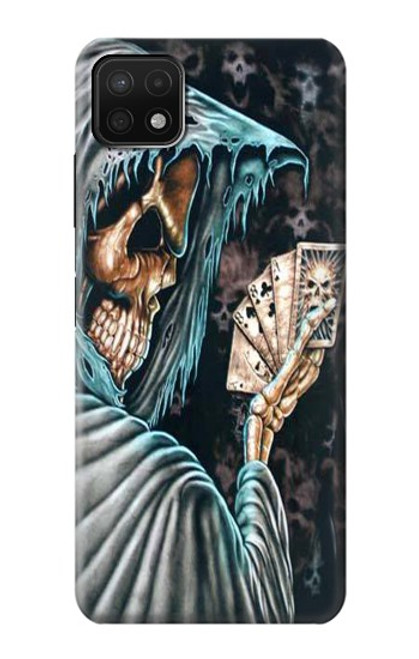 W0748 Grim Reaper Death Poker Hard Case and Leather Flip Case For Samsung Galaxy A22 5G