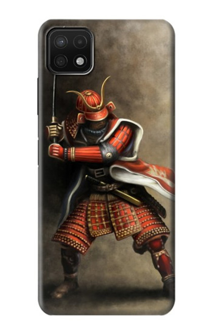 W0796 Japan Red Samurai Hard Case and Leather Flip Case For Samsung Galaxy A22 5G