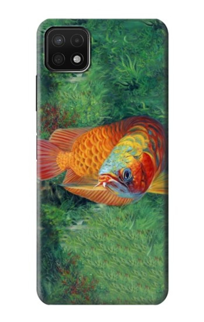 W1157 Red Arowana Fish Hard Case and Leather Flip Case For Samsung Galaxy A22 5G