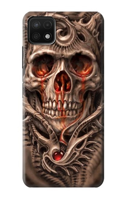 W1675 Skull Blood Tattoo Hard Case and Leather Flip Case For Samsung Galaxy A22 5G