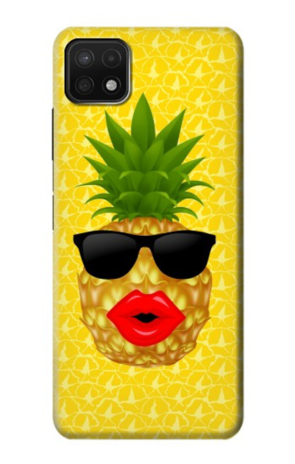 W2443 Funny Pineapple Sunglasses Kiss Hard Case and Leather Flip Case For Samsung Galaxy A22 5G