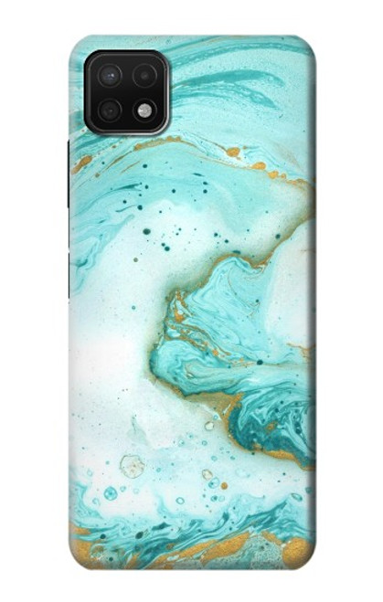 W3399 Green Marble Graphic Print Hard Case and Leather Flip Case For Samsung Galaxy A22 5G