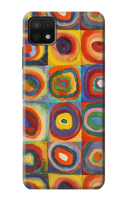 W3409 Squares Concentric Circles Hard Case and Leather Flip Case For Samsung Galaxy A22 5G