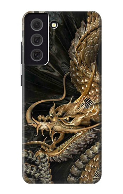 W0426 Gold Dragon Hard Case and Leather Flip Case For Samsung Galaxy S21 FE 5G