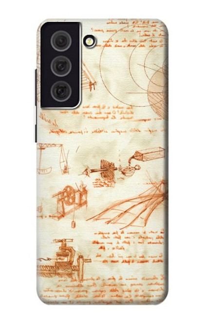 W0566 Technical Drawing Da Vinci Hard Case and Leather Flip Case For Samsung Galaxy S21 FE 5G