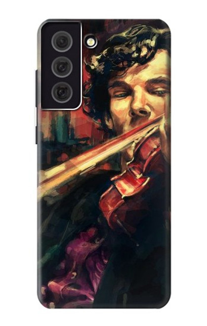 W0723 Violin Art Paint Hard Case and Leather Flip Case For Samsung Galaxy S21 FE 5G